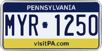 PA license plate MYR1250