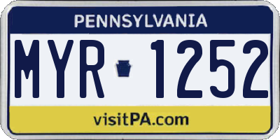 PA license plate MYR1252