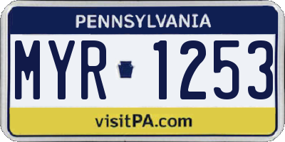PA license plate MYR1253