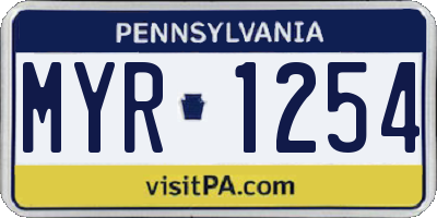 PA license plate MYR1254