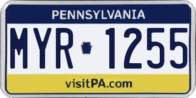PA license plate MYR1255
