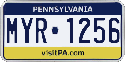 PA license plate MYR1256
