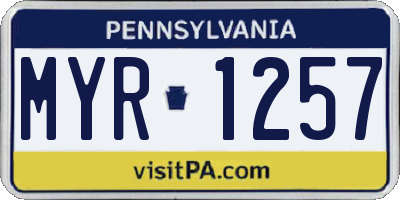 PA license plate MYR1257