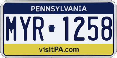 PA license plate MYR1258