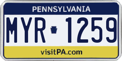 PA license plate MYR1259