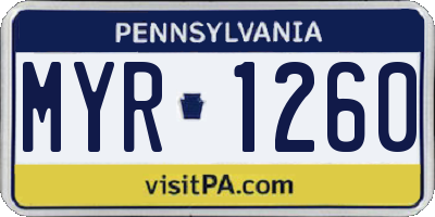 PA license plate MYR1260