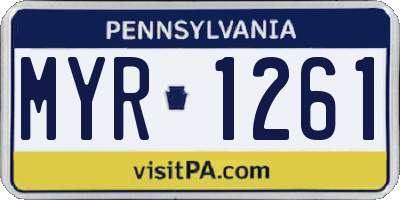 PA license plate MYR1261