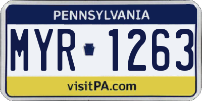 PA license plate MYR1263