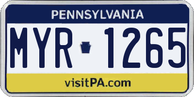 PA license plate MYR1265