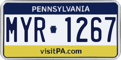 PA license plate MYR1267