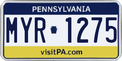 PA license plate MYR1275