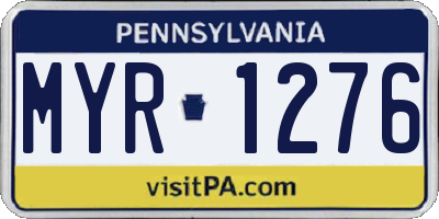 PA license plate MYR1276