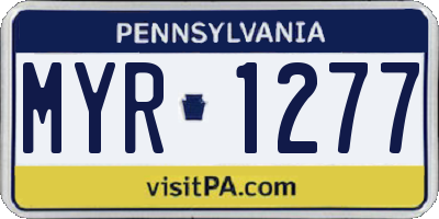 PA license plate MYR1277