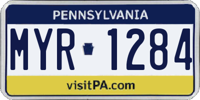 PA license plate MYR1284
