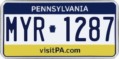 PA license plate MYR1287