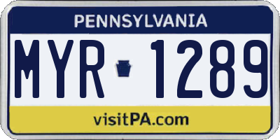 PA license plate MYR1289