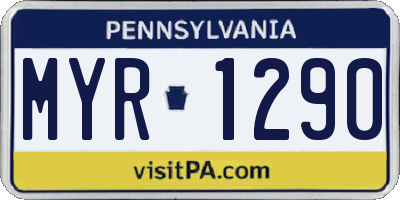 PA license plate MYR1290