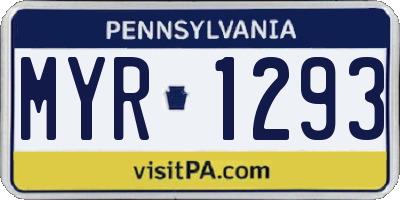PA license plate MYR1293