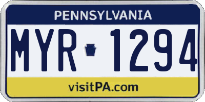 PA license plate MYR1294