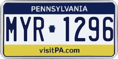 PA license plate MYR1296