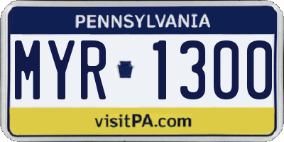 PA license plate MYR1300