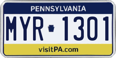 PA license plate MYR1301