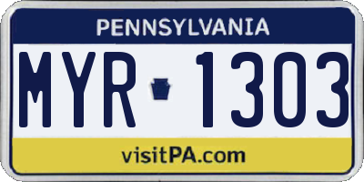 PA license plate MYR1303