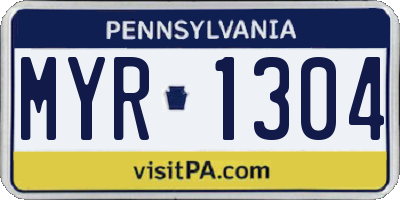 PA license plate MYR1304