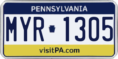 PA license plate MYR1305