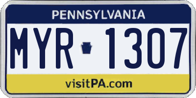 PA license plate MYR1307