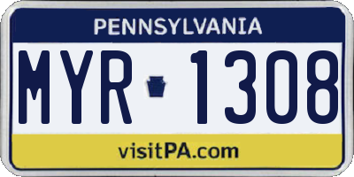 PA license plate MYR1308