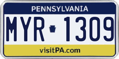 PA license plate MYR1309