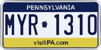 PA license plate MYR1310
