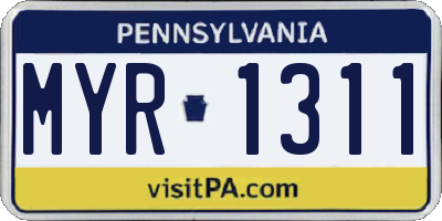 PA license plate MYR1311
