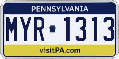 PA license plate MYR1313