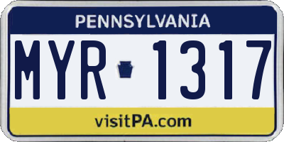 PA license plate MYR1317