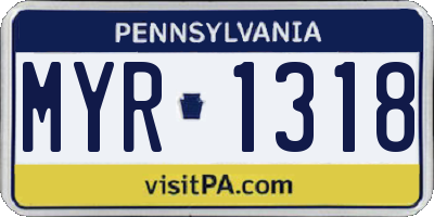 PA license plate MYR1318