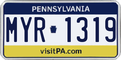 PA license plate MYR1319