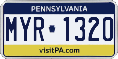 PA license plate MYR1320