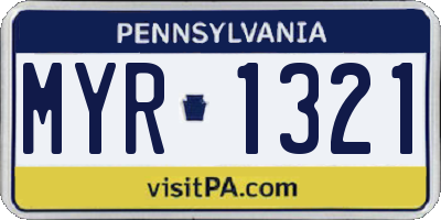 PA license plate MYR1321
