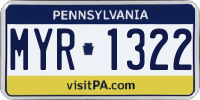 PA license plate MYR1322