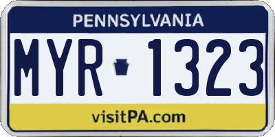 PA license plate MYR1323