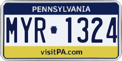 PA license plate MYR1324