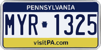 PA license plate MYR1325