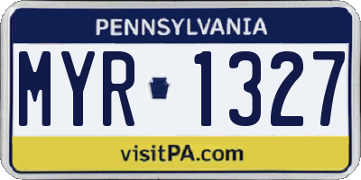 PA license plate MYR1327