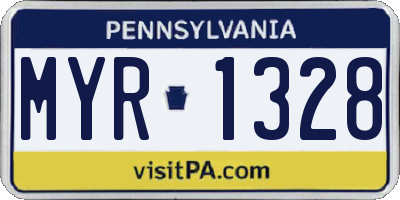 PA license plate MYR1328