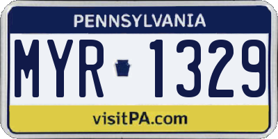 PA license plate MYR1329