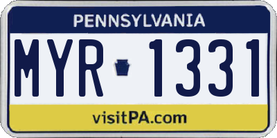 PA license plate MYR1331