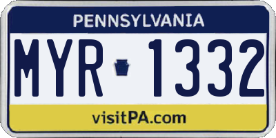 PA license plate MYR1332