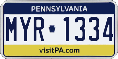 PA license plate MYR1334